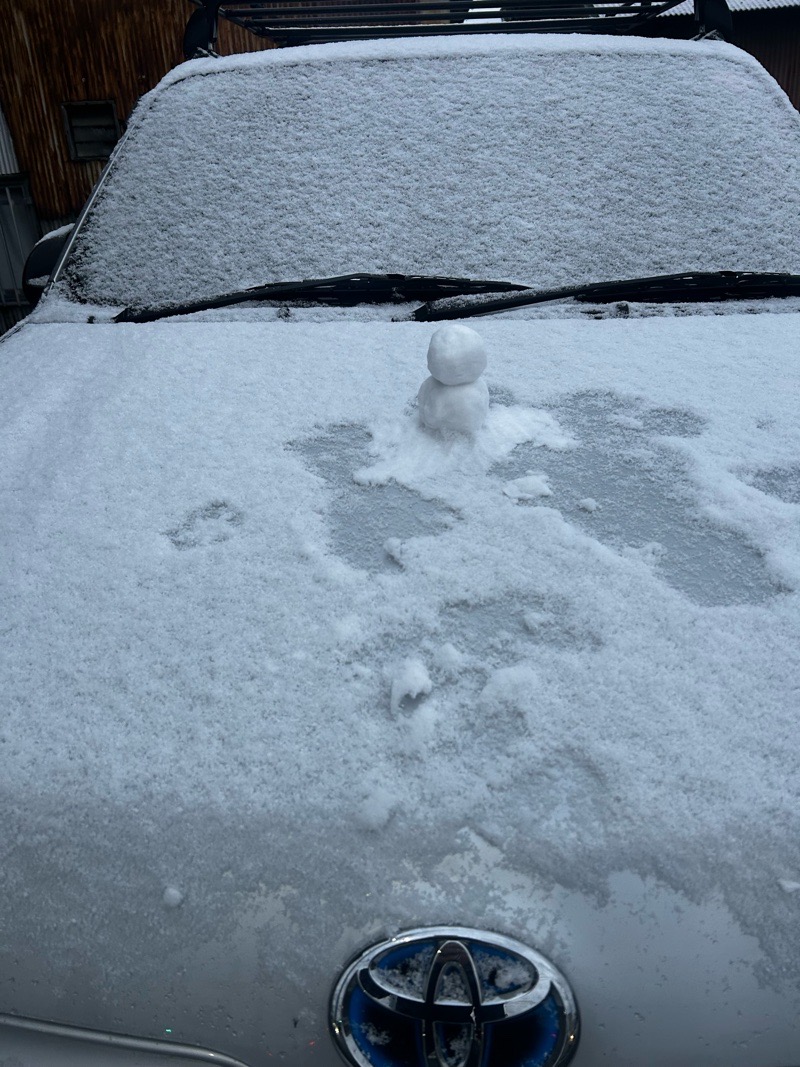通勤前 娘 雪だるま