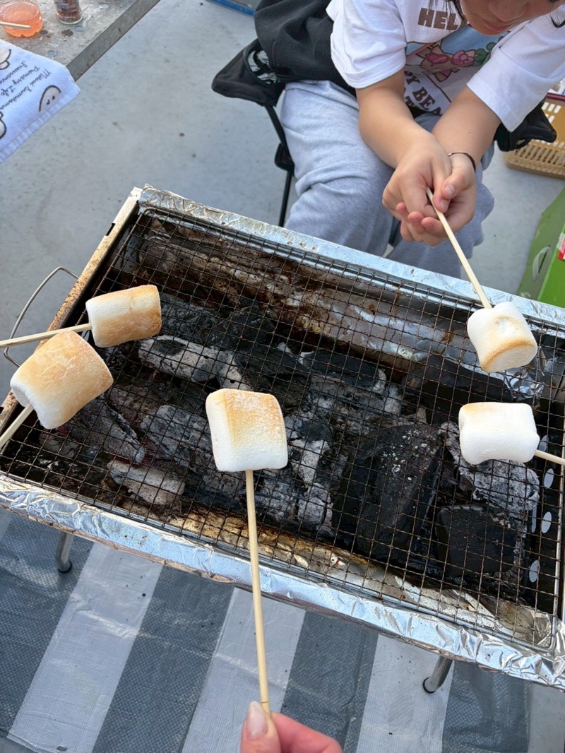 バーべきゅ後の焼きマシュマロ